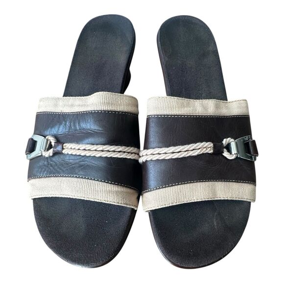 Aerosoles Leather Canvas Nautical Rope Sandals Size 9M - Picture 2 of 7